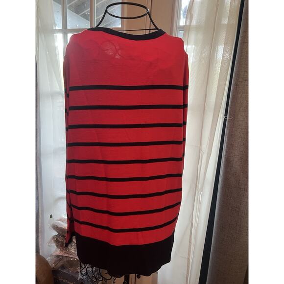 Crown And Ivy 100% Cotton Red And Blue Bow Sweater Size Women’s XL - Picture 3 of 7